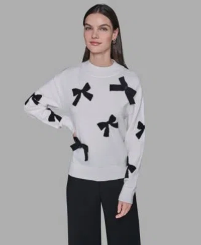 Karl Lagerfeld Womens All Over Bow Sweater In Multi