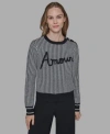 Karl Lagerfeld Womens Amour Script Crewneck Sweater P Xs Xl In Black