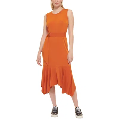 Karl Lagerfeld Womens Button Detail M Midi Dress In Multi