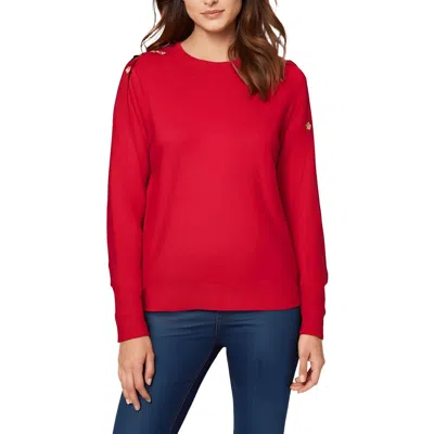 Karl Lagerfeld Womens Button Knit Pullover Sweater In Red