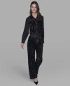 Karl Lagerfeld Womens Collar Sequin Detail Top Sequin Detail Pants In Black