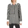 Karl Lagerfeld Women's Plus Size Striped Button-front Shirt, First@macy's In Multi