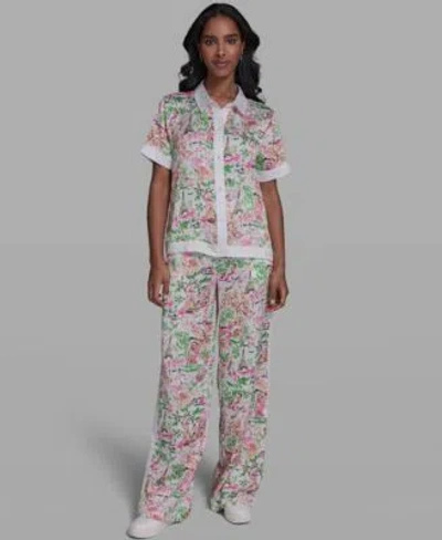 Karl Lagerfeld Womens Collared Short Sleeve Top Pants In Multi