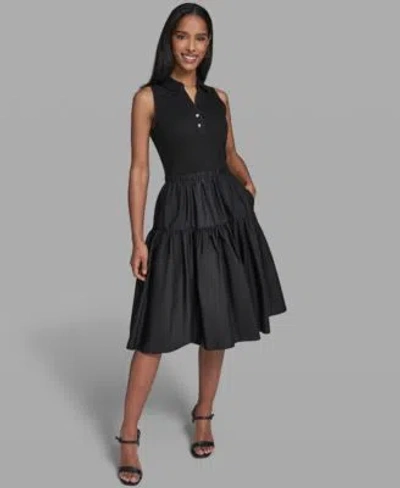 Karl Lagerfeld Womens Collared Tank Dress In Black