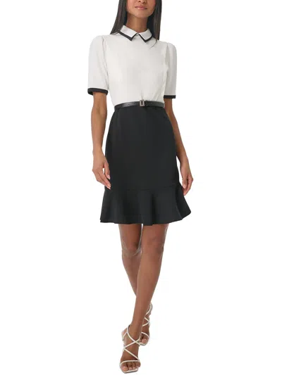 Karl Lagerfeld Womens Colorblock Scuba Wear To Work Dress In White