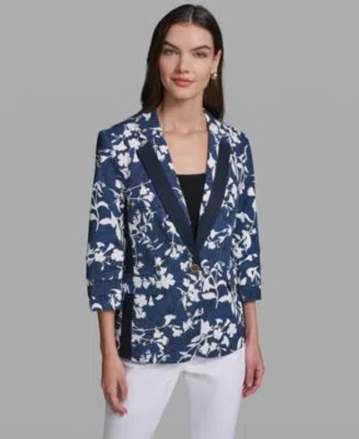 Karl Lagerfeld Womens Contrasting Floral Print Burnout Collared Blazer In Multi