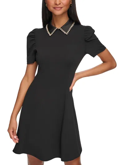 Karl Lagerfeld Womens Crepe Short Mini Dress In Black