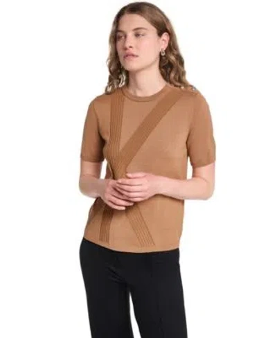 Karl Lagerfeld Womens Crewneck Short Sleeve Sweater In Brown