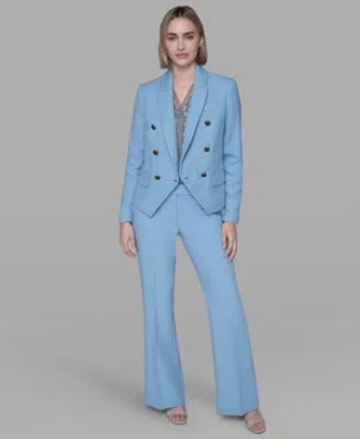 Karl Lagerfeld Womens Cropped Long Sleeve Jacket Sleeveless Top Mid Rise Flared Pants In Brown