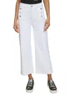 Karl Lagerfeld Womens Denim Sailor Wide Leg Jeans In White