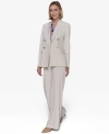 Karl Lagerfeld Womens Double Breasted Blazer Crepe Geo Print Tie Neck Blouse Sailor Wide Leg Pants In White