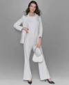 Karl Lagerfeld Womens Double Breasted Jacket Straight Leg Pants In White