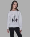 Karl Lagerfeld Womens Eiffel Bow Detail Sweatshirt P Xs Xl In White