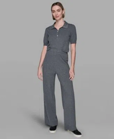 Karl Lagerfeld Womens Embellished Collar Sweater Pull On Pants In Gray