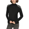 Karl Lagerfeld Womens Embellished Extra Fine Merino Wool Mock Turtleneck Sweater In Black