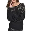 Karl Lagerfeld Women's Imitation-pearl Embellished Sweater In Black