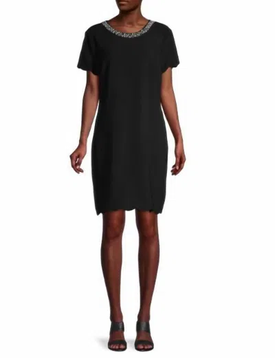 Karl Lagerfeld Womens Embellished Pearl Cocktail Sheath Dress In Black