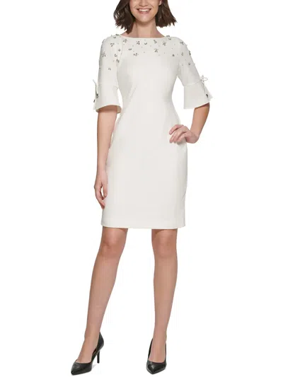Karl Lagerfeld Womens Embellished Polyester Cocktail And Party Dress In White