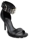 KARL LAGERFELD WOMENS FAUX LEATHER ANKLE STRAP HEELS