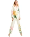 Shop Karl Lagerfeld Womens Floral Print Blazer Straight Leg Pants In Soft White