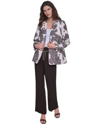 Karl Lagerfeld Womens Floral Print Lace Wide Leg Blazer Pants 2 Piece Set In Multi