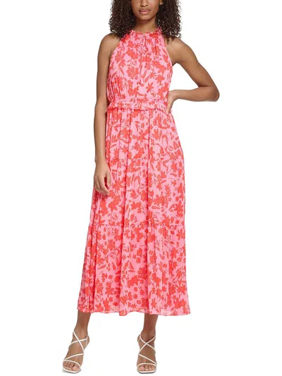 Karl Lagerfeld Womens Floral Print Long Maxi Dress In Pink
