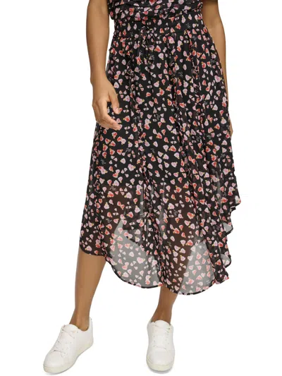 Karl Lagerfeld Womens Floral Print Polyester Midi Skirt In Multi