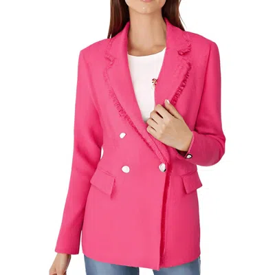 Karl Lagerfeld Womens Fringe Tweed One-button Blazer