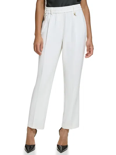 Karl Lagerfeld Womens High Rise Ankle Straight Leg Pants In White