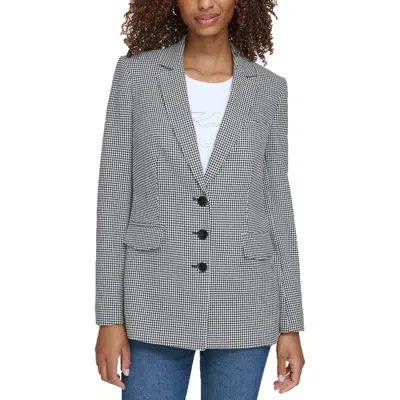 Karl Lagerfeld Womens Houndstooth Polyester Suit Jacket In Multi