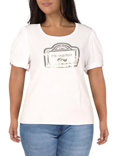 Karl Lagerfeld Womens Jersey Embellished T-shirt In White