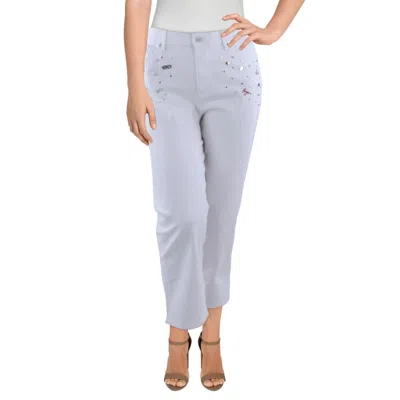 Karl Lagerfeld Womens Jeweled Cotton High-waisted Jeans