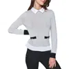 Karl Lagerfeld Womens Layered Knit Pullover Sweater In Grey