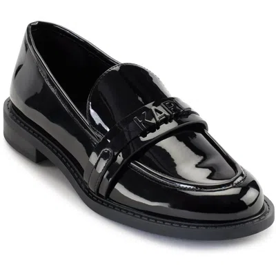 Karl Lagerfeld Womens Logo Manmade Loafers In Black