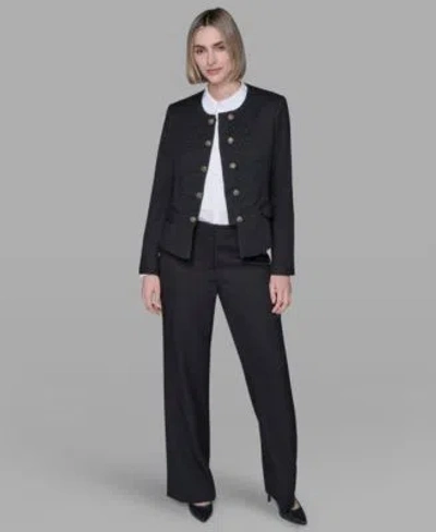 Karl Lagerfeld Womens Long Sleeve Jacket Mid Rise Flared Pants In Black
