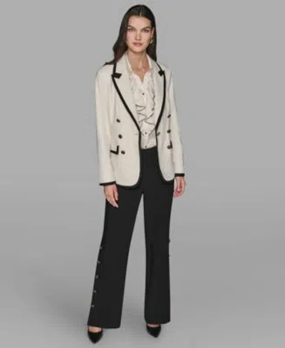 Karl Lagerfeld Womens Long Sleeve Jacket Top Mid Rise Flared Pants In Multi