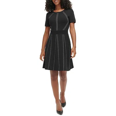 Karl Lagerfeld Womens Metallic A-line Sweaterdress In Black