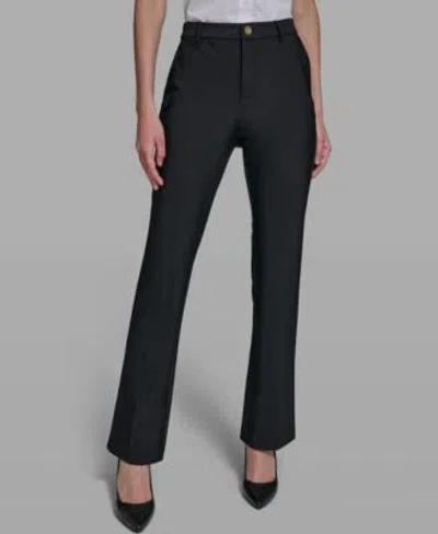Karl Lagerfeld Womens Mid Rise Straight Compression Pants In Black