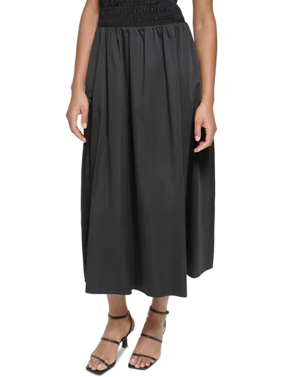 Karl Lagerfeld Womens Midi Stretch A-line Skirt In Black