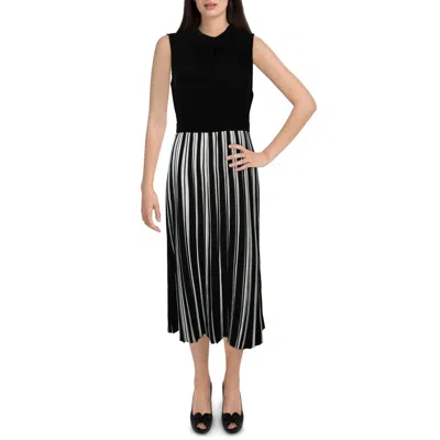 Karl Lagerfeld Womens Mock Neck Pleated Midi Dress In Multi