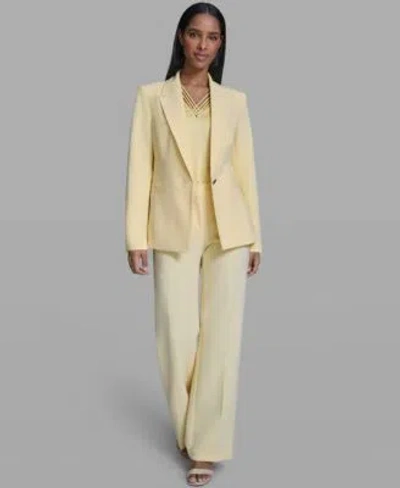 Karl Lagerfeld Womens Notch Lapel Jacket V Neck Camisole Wide Leg Mid Rise Pants In Yellow