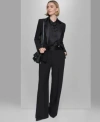 Karl Lagerfeld Womens One Button Tuxedo Jacket Long Sleeve Blouse Tuxedo Pants In Black