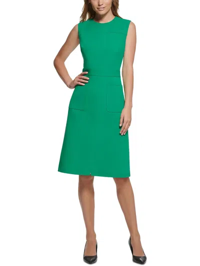 Karl Lagerfeld Womens Panel Knee Length Midi Dress In Green
