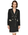 Karl Lagerfeld Womens Embellished Cotton Double-breasted Blazer In Black