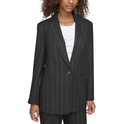 Karl Lagerfeld Womens Pinstripe Polyester One-button Blazer In Multi