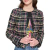 Karl Lagerfeld Petite Tweed Open-front Jacket In Multi