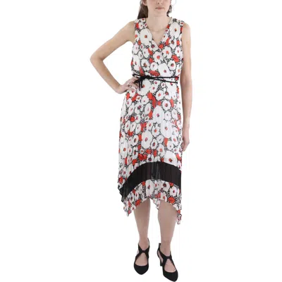 Karl Lagerfeld Womens Pleated Chiffon Midi Dress In Multi