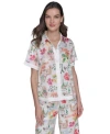 Karl Lagerfeld Womens Printed Camp Shirt Xs P Xl In Multi