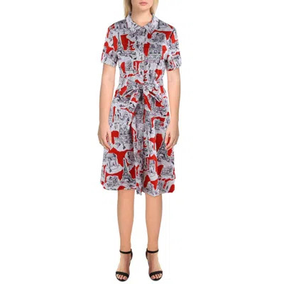 Karl Lagerfeld Womens Printed Collar Shirtdress