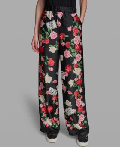 Karl Lagerfeld Womens Printed Pull On Soft Pants In Multi